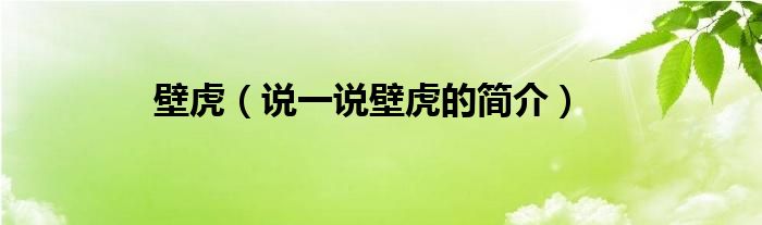 壁虎（說一說壁虎的簡(jiǎn)介）