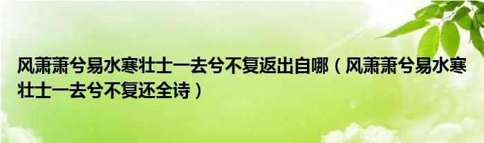 風(fēng)蕭蕭兮易水寒壯士一去兮不復(fù)返出自哪（風(fēng)蕭蕭兮易水寒壯士一去兮不復(fù)還全詩(shī)）