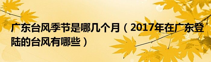 廣東臺(tái)風(fēng)季節(jié)是哪幾個(gè)月（2017年在廣東登陸的臺(tái)風(fēng)有哪些）