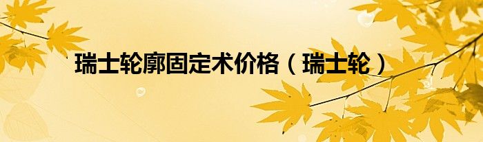 瑞士輪廓固定術(shù)價(jià)格（瑞士輪）