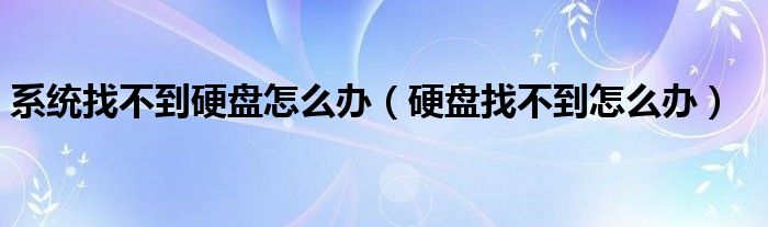 系統(tǒng)找不到硬盤(pán)怎么辦（硬盤(pán)找不到怎么辦）