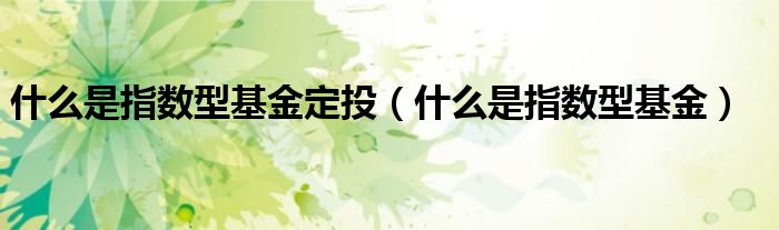 什么是指數(shù)型基金定投（什么是指數(shù)型基金）