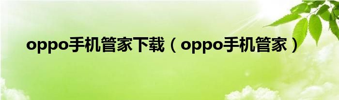 oppo手機(jī)管家下載（oppo手機(jī)管家）