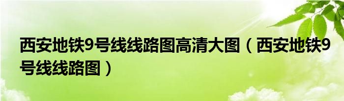 西安地鐵9號(hào)線線路圖高清大圖（西安地鐵9號(hào)線線路圖）