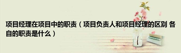 項目經(jīng)理在項目中的職責（項目負責人和項目經(jīng)理的區(qū)別 各自的職責是什么）