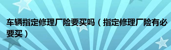 車(chē)輛指定修理廠險(xiǎn)要買(mǎi)嗎（指定修理廠險(xiǎn)有必要買(mǎi)）
