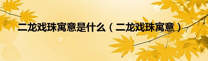 二龍戲珠寓意是什么（二龍戲珠寓意）