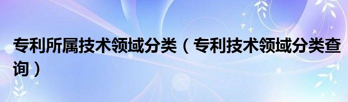 專利所屬技術(shù)領(lǐng)域分類（專利技術(shù)領(lǐng)域分類查詢）