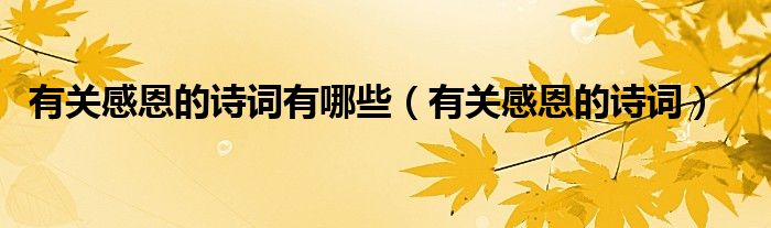 有關感恩的詩詞有哪些（有關感恩的詩詞）