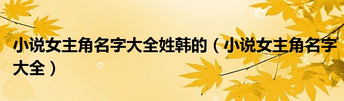 小說女主角名字大全姓韓的（小說女主角名字大全）