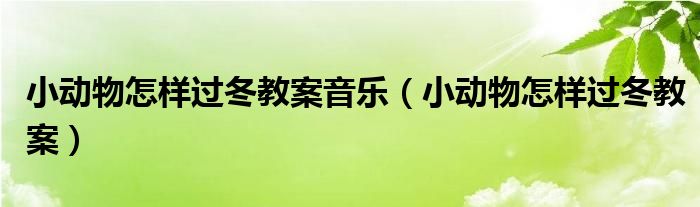 小動(dòng)物怎樣過(guò)冬教案音樂(lè)（小動(dòng)物怎樣過(guò)冬教案）