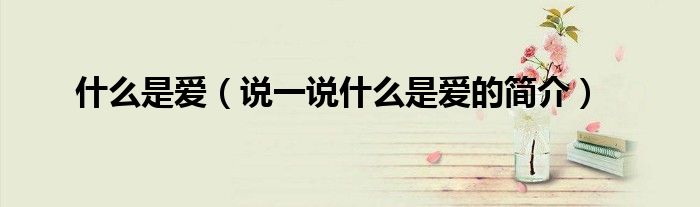 什么是愛(ài)（說(shuō)一說(shuō)什么是愛(ài)的簡(jiǎn)介）