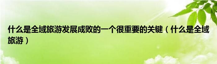 什么是全域旅游發(fā)展成敗的一個很重要的關鍵（什么是全域旅游）
