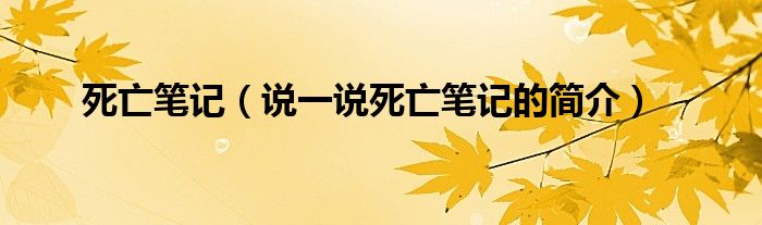 死亡筆記（說一說死亡筆記的簡介）