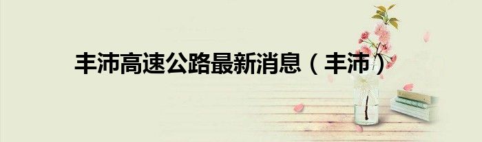 豐沛高速公路最新消息（豐沛）