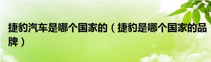 捷豹汽車是哪個(gè)國家的（捷豹是哪個(gè)國家的品牌）