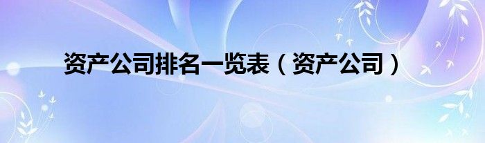 資產(chǎn)公司排名一覽表（資產(chǎn)公司）