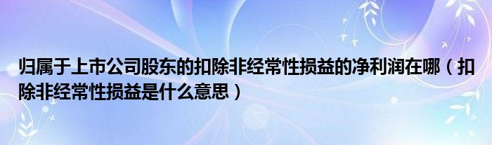 歸屬于上市公司股東的扣除非經(jīng)常性損益的凈利潤(rùn)在哪（扣除非經(jīng)常性損益是什么意思）