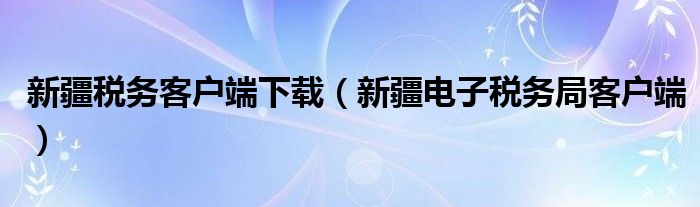 新疆稅務(wù)客戶端下載（新疆電子稅務(wù)局客戶端）