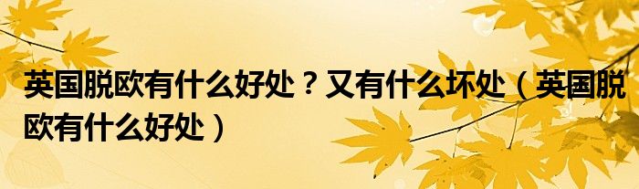 英國(guó)脫歐有什么好處？又有什么壞處（英國(guó)脫歐有什么好處）