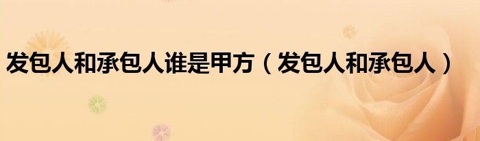 發(fā)包人和承包人誰(shuí)是甲方（發(fā)包人和承包人）