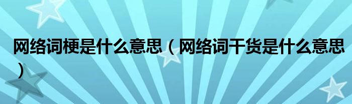 網(wǎng)絡(luò)詞梗是什么意思（網(wǎng)絡(luò)詞干貨是什么意思）