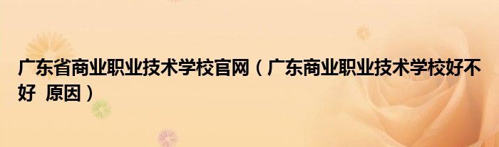 廣東省商業(yè)職業(yè)技術(shù)學(xué)校官網(wǎng)（廣東商業(yè)職業(yè)技術(shù)學(xué)校好不好  原因）