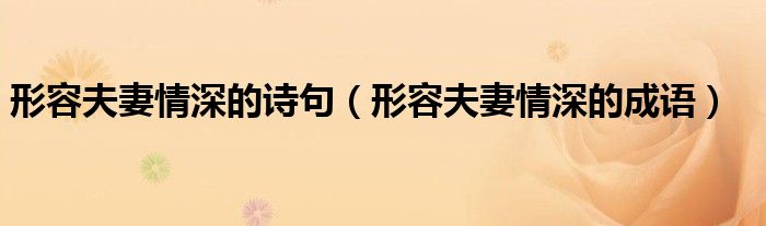 形容夫妻情深的詩(shī)句（形容夫妻情深的成語(yǔ)）