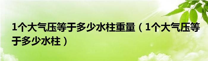 1個(gè)大氣壓等于多少水柱重量（1個(gè)大氣壓等于多少水柱）