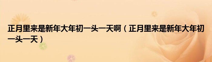 正月里來是新年大年初一頭一天?。ㄕ吕飦硎切履甏竽瓿跻活^一天）