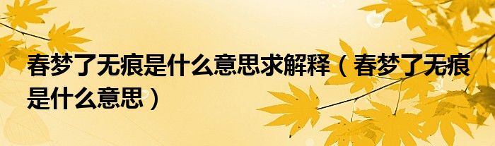 春夢(mèng)了無(wú)痕是什么意思求解釋（春夢(mèng)了無(wú)痕 是什么意思）