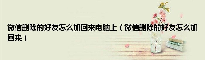 微信刪除的好友怎么加回來(lái)電腦上（微信刪除的好友怎么加回來(lái)）
