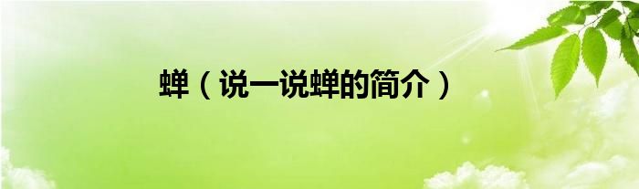 蟬（說一說蟬的簡介）