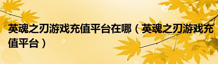 英魂之刃游戲充值平臺在哪（英魂之刃游戲充值平臺）