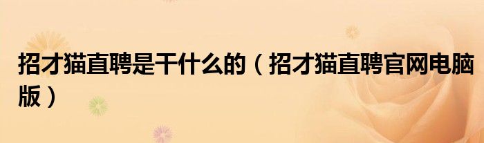 招才貓直聘是干什么的（招才貓直聘官網(wǎng)電腦版）