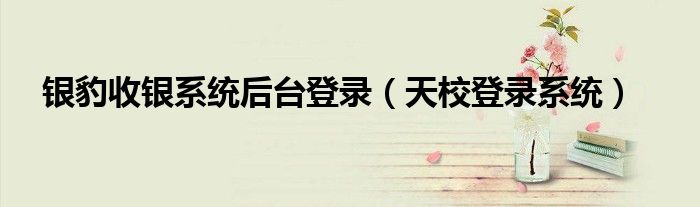 銀豹收銀系統(tǒng)后臺(tái)登錄（天校登錄系統(tǒng)）