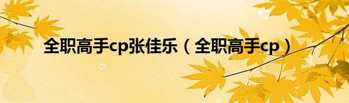 全職高手cp張佳樂(lè)（全職高手cp）