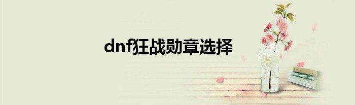 dnf狂戰(zhàn)勛章選擇