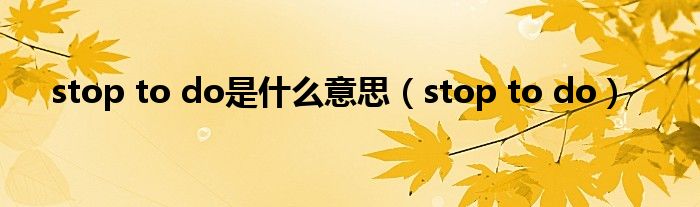 stop to do是什么意思（stop to do）