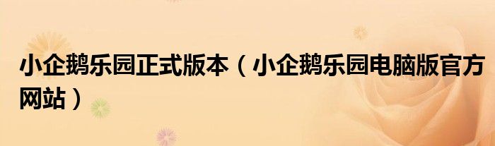 小企鵝樂園正式版本（小企鵝樂園電腦版官方網(wǎng)站）
