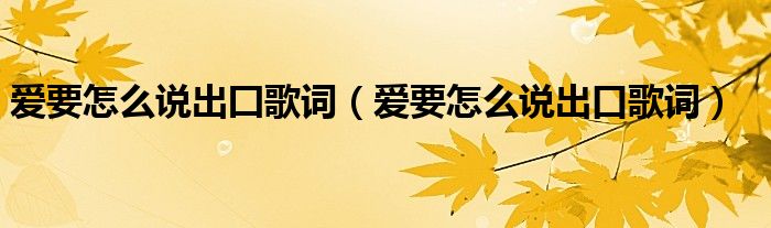 愛要怎么說出囗歌詞（愛要怎么說出口歌詞）