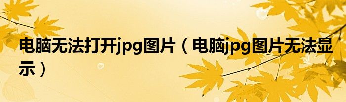 電腦無法打開jpg圖片（電腦jpg圖片無法顯示）