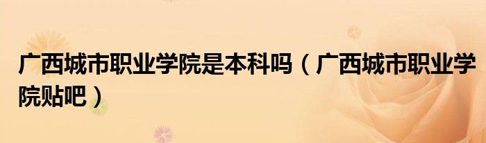 廣西城市職業(yè)學(xué)院是本科嗎（廣西城市職業(yè)學(xué)院貼吧）