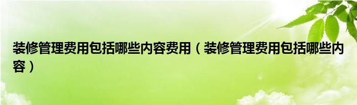 裝修管理費(fèi)用包括哪些內(nèi)容費(fèi)用（裝修管理費(fèi)用包括哪些內(nèi)容）
