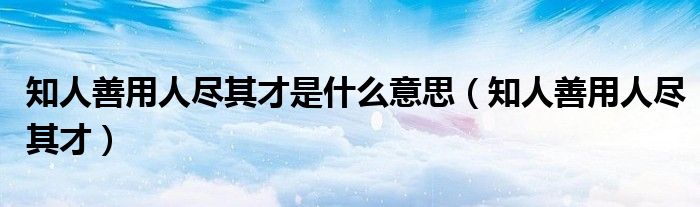 知人善用人盡其才是什么意思（知人善用人盡其才）