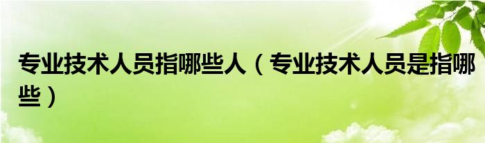 專業(yè)技術(shù)人員指哪些人（專業(yè)技術(shù)人員是指哪些）