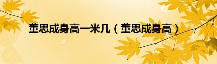 董思成身高一米幾（董思成身高）