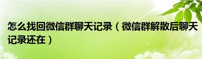 怎么找回微信群聊天記錄（微信群解散后聊天記錄還在）