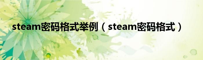 steam密碼格式舉例（steam密碼格式）