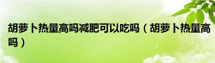 胡蘿卜熱量高嗎減肥可以吃嗎（胡蘿卜熱量高嗎）